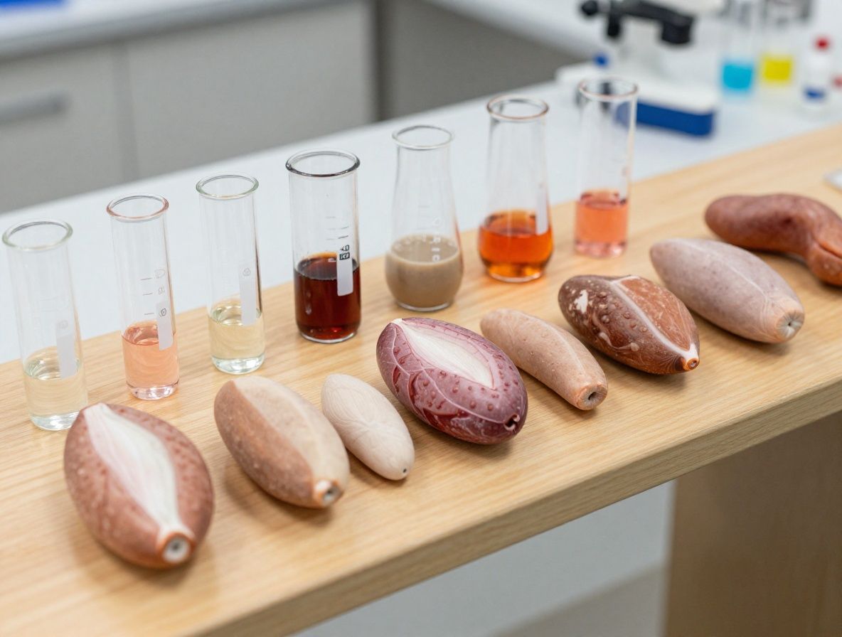 Bliska fotografia laboratoryjnych probówek z kolorowymi cieczami ustawionych w rzędzie na szklanej półce — naukowa estetyka bez kontekstu medycznego w ciepłym miękkim oświetleniu